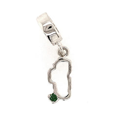Small Silver Lake Tahoe Outline with Emerald Charm- For Pandora Bracelets
