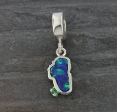 Small Sterling Silver Lake Tahoe Lab Grown Opal and One Round Simulate