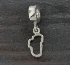 Small Sterling Silver Outline of Lake Tahoe. Made to fit onto a PANDOR
