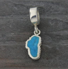 Small Sterling Silver Lake Tahoe Charm With Turquoise