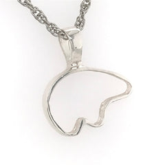 Large Sterling Silver Pendant California Bear Outline.