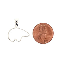 Large Sterling Silver Pendant California Bear Outline.