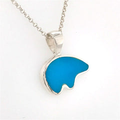 Large Sterling Silver California Bear Pendant with Turquoise Inlay. Be