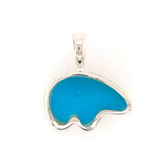 Medium Sterling Silver California Bear Pendant with Turquoise Inlay. M