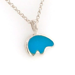 Medium Sterling Silver California Bear Pendant with Turquoise Inlay. M