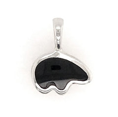 Small Silver California Bear Pendant with Black Jade