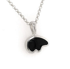 Small Silver California Bear Pendant with Black Jade