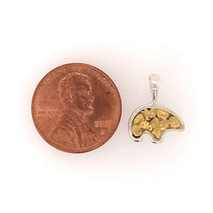 Small Silver Bear Pendant with Gold Nuggets