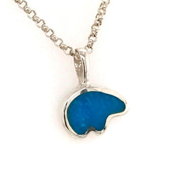 Small Sterling Silver Bear Pendant w/ Turquoise