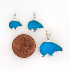 Medium Sterling Silver California Bear Pendant with Turquoise