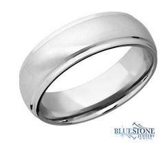 8mm Platinum Band with Flat Grooved Edges (Bead Middle/Polished Edges)