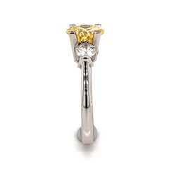 18K White Gold Engagement Ring with Yellow CZ & Diamonds-Size 7**30%OFF**