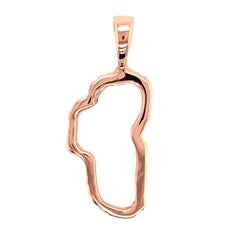 Medium 14 Karat Rose Gold Outline of Lake Tahoe Pendant.
MEASURES 5/8