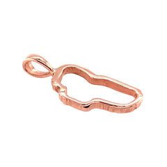 Medium 14 Karat Rose Gold Outline of Lake Tahoe Pendant.
MEASURES 5/8