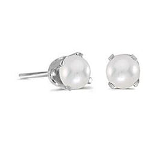 14 Karat White Gold 4mm Pearls Stud Earrings