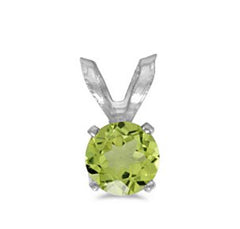 14 Karat White Gold Pendant with One 5mm Round Peridot.
Chain is Sold