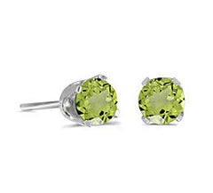 14 Karat White Gold 4mm Peridot Stud Earrings
