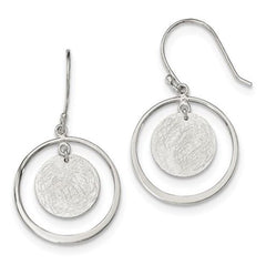 Sterling Silver Brush Circle Drop Earrings