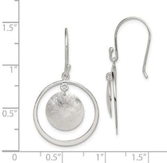 Sterling Silver Brush Circle Drop Earrings