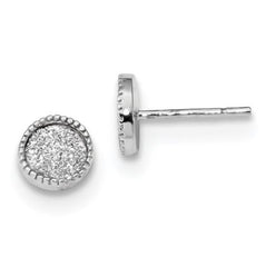 Sterling Silver Enamel Glitter Fabric Post Earrings