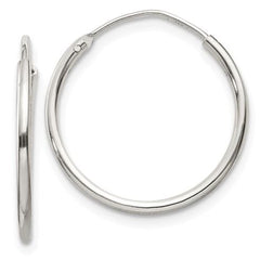 Sterling Silver 1.3mm Endless Hoop Earrings 19mm tall/wide