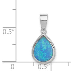 Sterling Silver Tear Drop Pendant w/ Created Opal