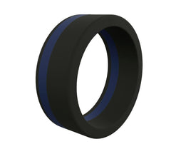 Standard Mens Thin Blue Line Pinstripe Silicone Ring Size 9