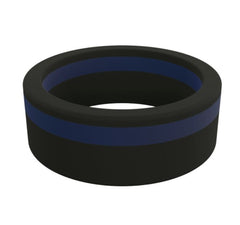 Standard Mens Thin Blue Line Pinstripe Silicone Ring Size 9