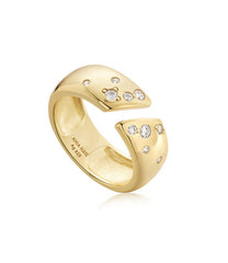 Gold Plated Cubic Zirconia Open Front Ring - Sz. 6.5