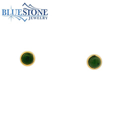 Gold Plated Stud Earrings With Jade