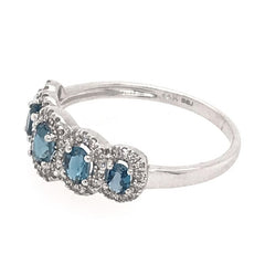 14k White Gold Topaz and Diamond Ring