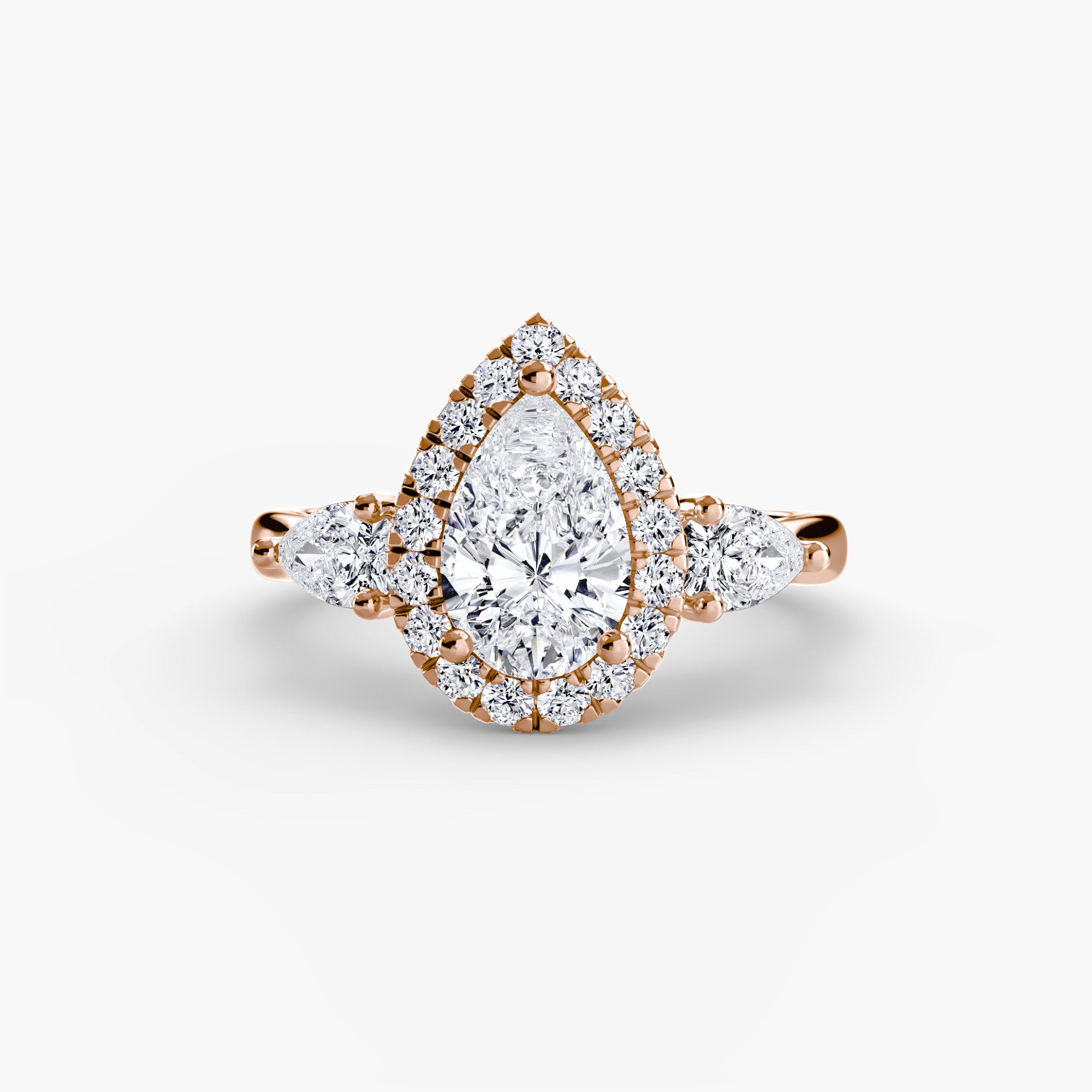 Three-Stone Ring with Halo – Bluestone Jewelry