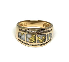 14 Karat Yellow Gold Ring w/ Gold Quartz & Diamonds(size7.25)