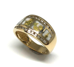 14 Karat Yellow Gold Ring w/ Gold Quartz & Diamonds(size7.25)