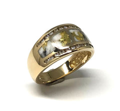 14 Karat Yellow Gold Ring w/ Gold Quartz & Diamonds
