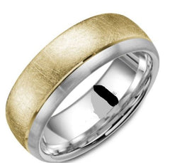 14K Yellow & White Gold Ring Distressed/Satin finish