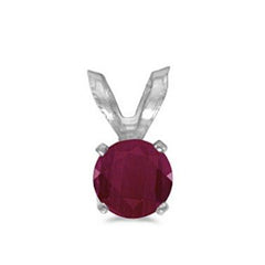 14 Karat White Gold Pendant with One 5mm Round Ruby.
Chain is Sold Se