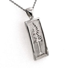 Sterling Silver Medium Redwood Tree Pendant on an 18" Rolo Chain. Pend