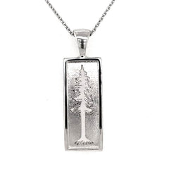 Sterling Silver Medium Redwood Tree Pendant on an 18" Rolo Chain. Pend