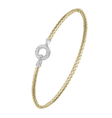 Mixed Metal 2mm Braided Rope Bracelet With Clasp And CZ's- 6.75"
