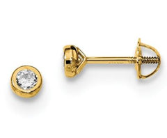 14kt Yellow Gold 3.8mm Screw Back Earrings with CZs