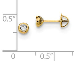14K Yellow Gold 3.8mm Screw Back Earrings with CZs