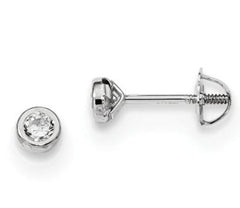 14kt White Gold Screw Back Earrings with CZs