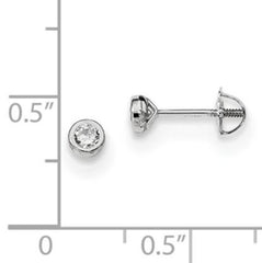 14kt White Gold Screw Back Earrings with CZs