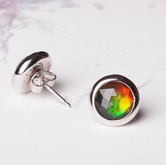 Silver Earrings with Ammolites