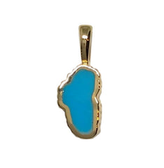 Small 14 Karat Yellow Gold Lake Tahoe Pendant with Turquoise Inlay