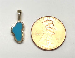 Small 14 Karat Yellow Gold Lake Tahoe Pendant with Turquoise Inlay