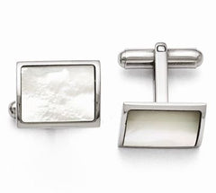 Stainless Steel with Mother of Pearl Cuff Links