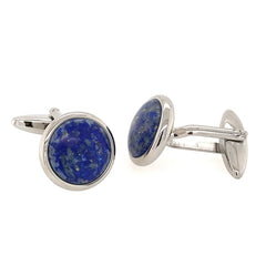Stainless Steel Polished Lapis Cuff Links