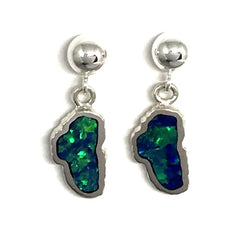 Sterling Silver Post Drop Stud Earrings with Lake Tahoe Shaped Lab Gro